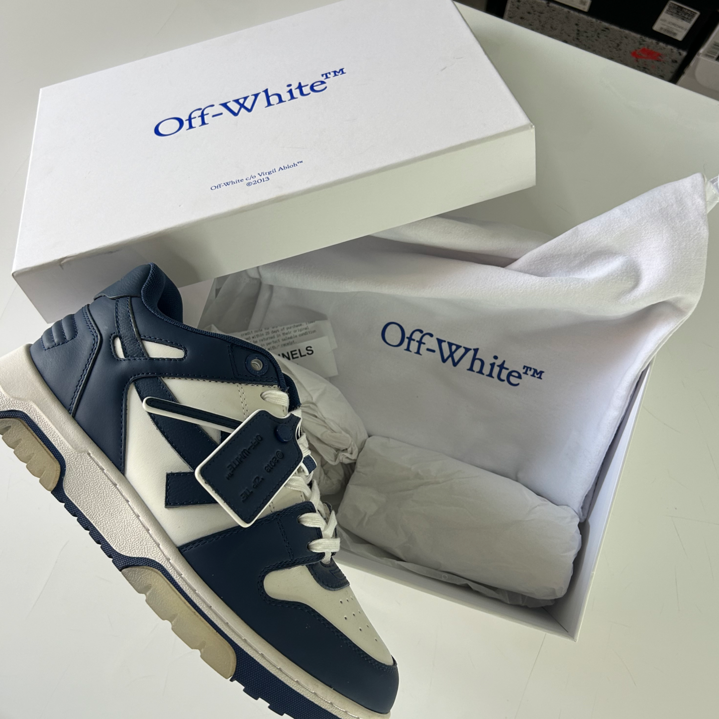 Off White 'Out Of Office' White/Royal Blue UK 8