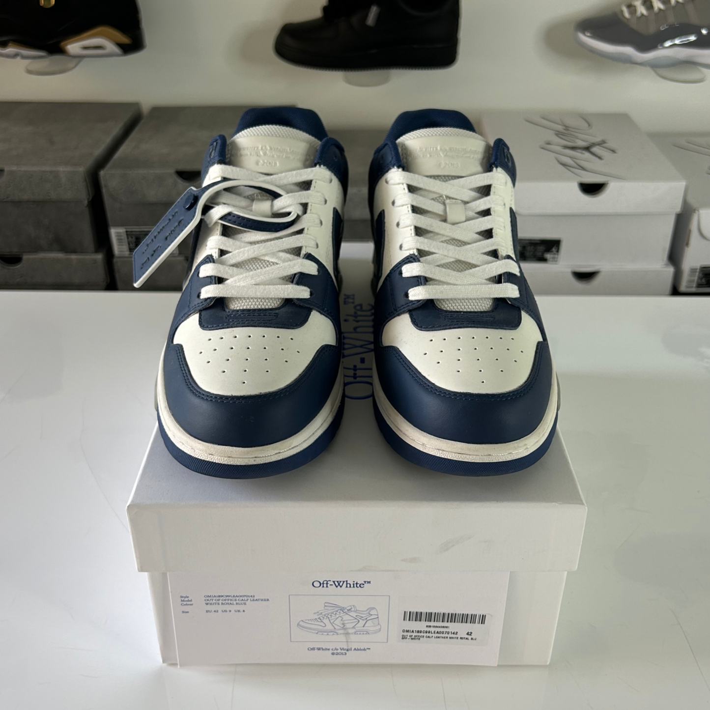 Off White 'Out Of Office' White/Royal Blue UK 8