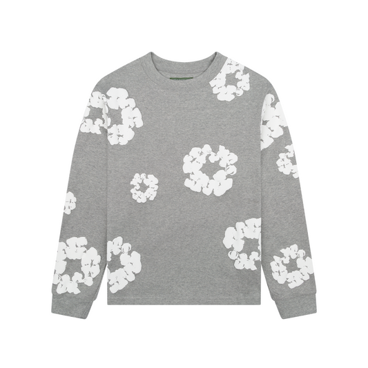 Denim Tears Long Sleeve Cotton Wreath T-shirt/Jumper Grey