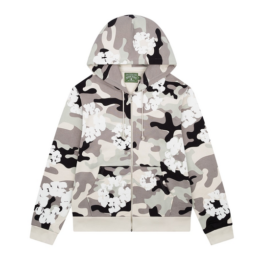 Denim Tears Camo Wreath Zip Hoodie White 'London Exclusive'