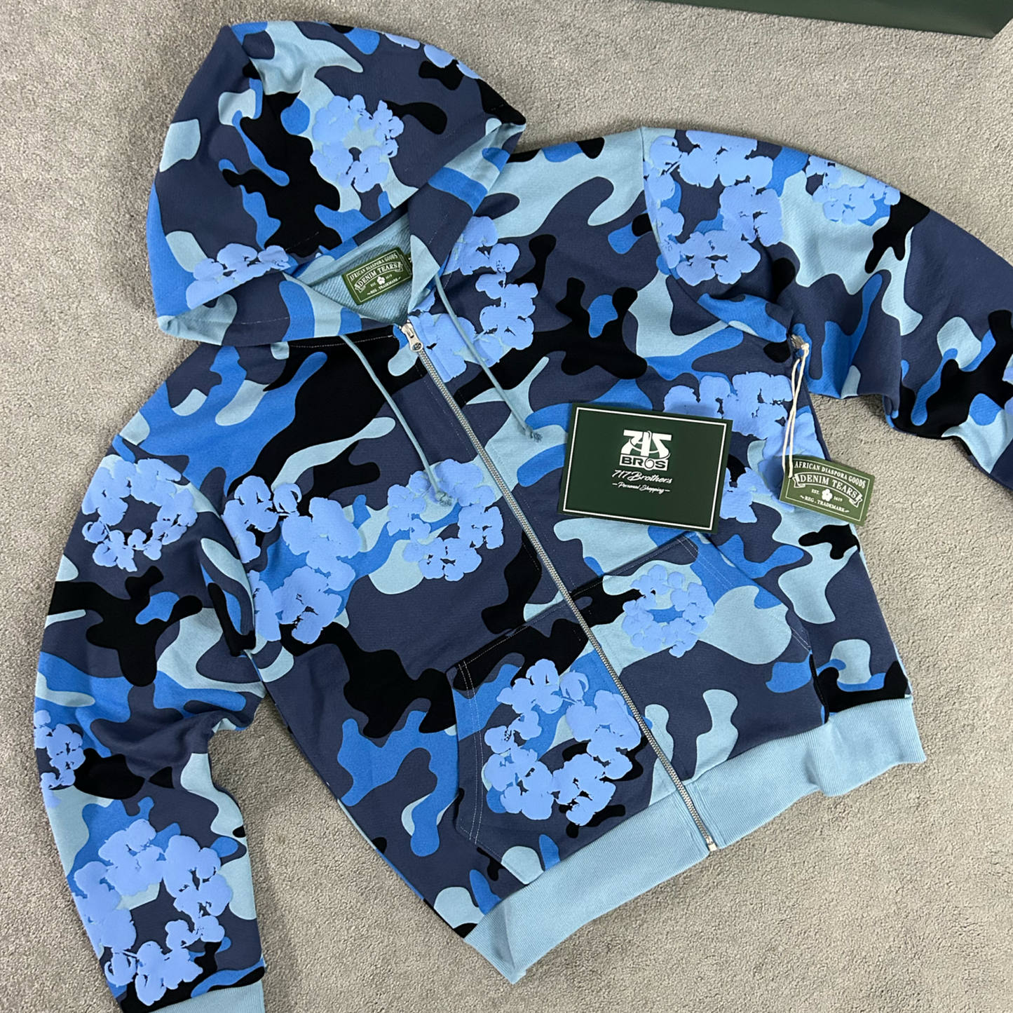 Denim Tears Camo Wreath Zip Hoodie Blue 'London Exclusive'