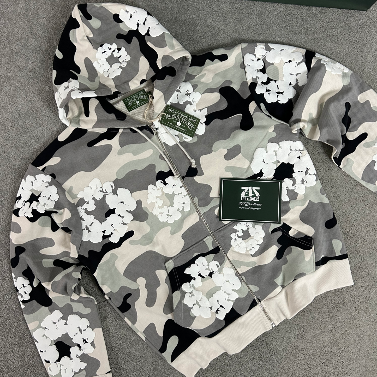 Denim Tears Camo Wreath Zip Hoodie White 'London Exclusive'