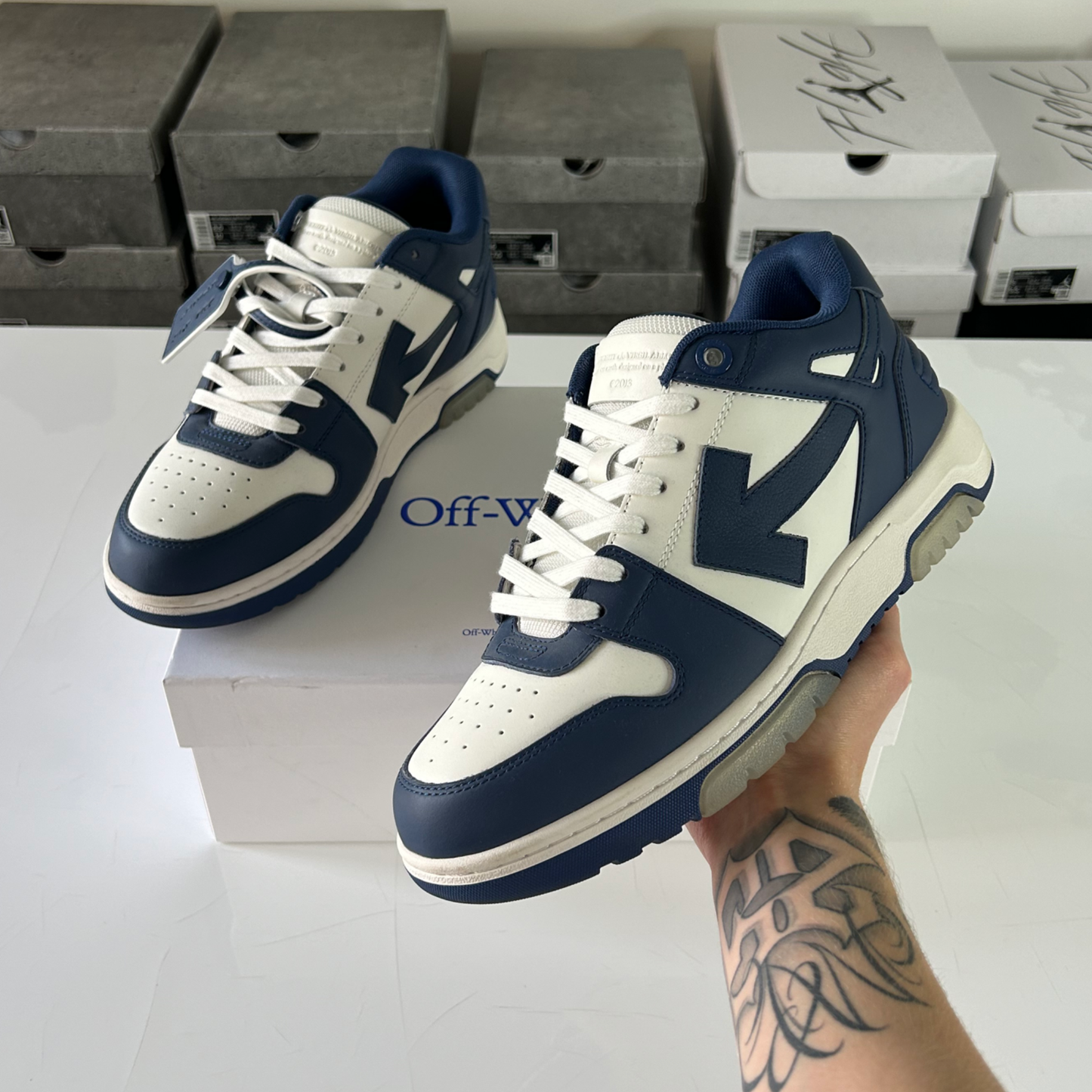 Off White 'Out Of Office' White/Royal Blue UK 8