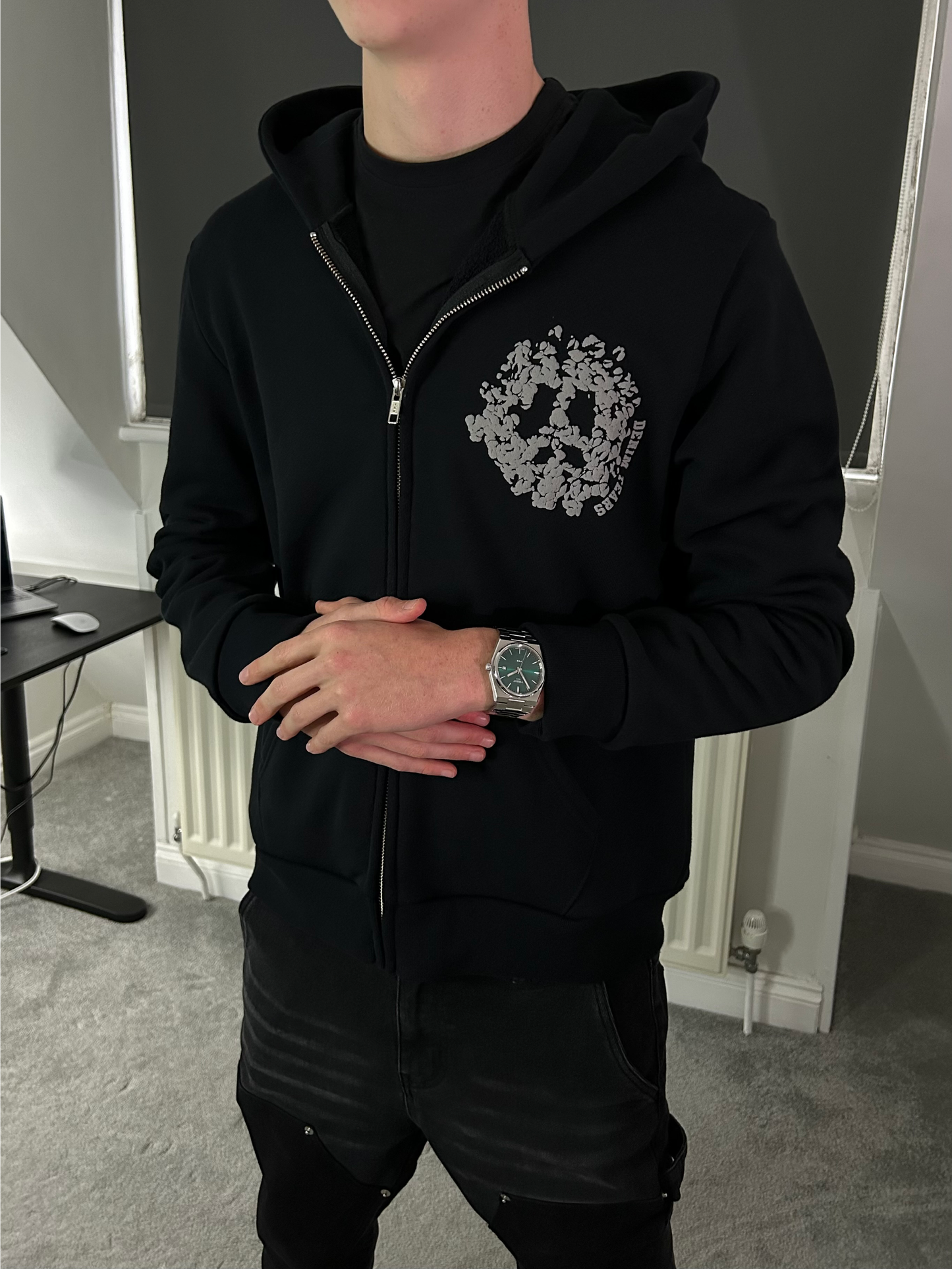 Denim Tears University Zip Hoodie Black