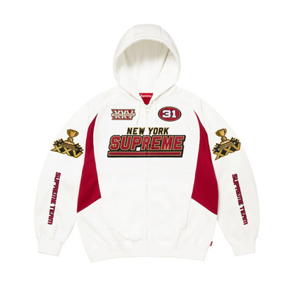 Supreme Football Zip Up Hooded Sweatshirt White