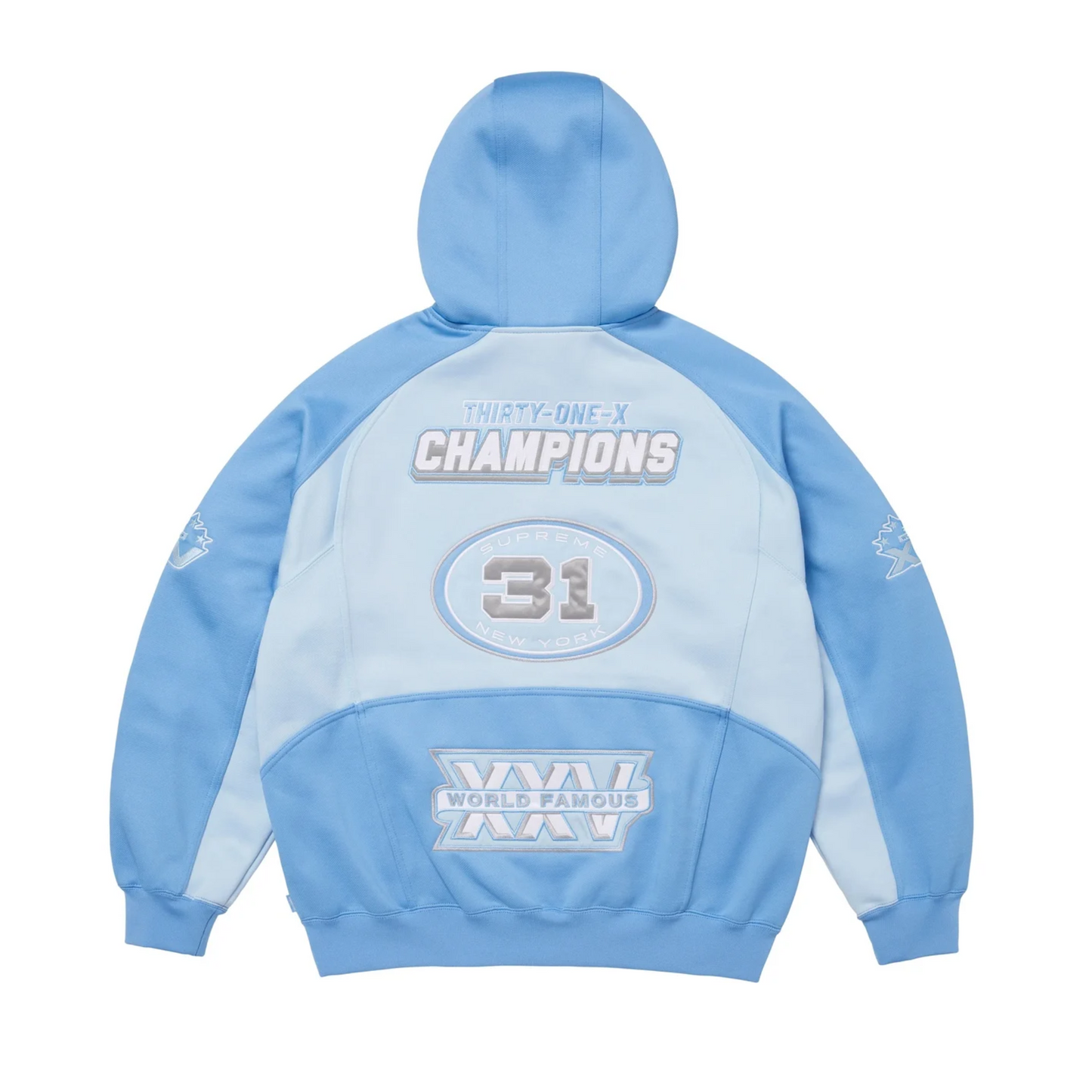 Supreme Football Zip Up Hooded Sweatshirt Blue