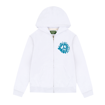 Denim Tears University Zip Hoodie White